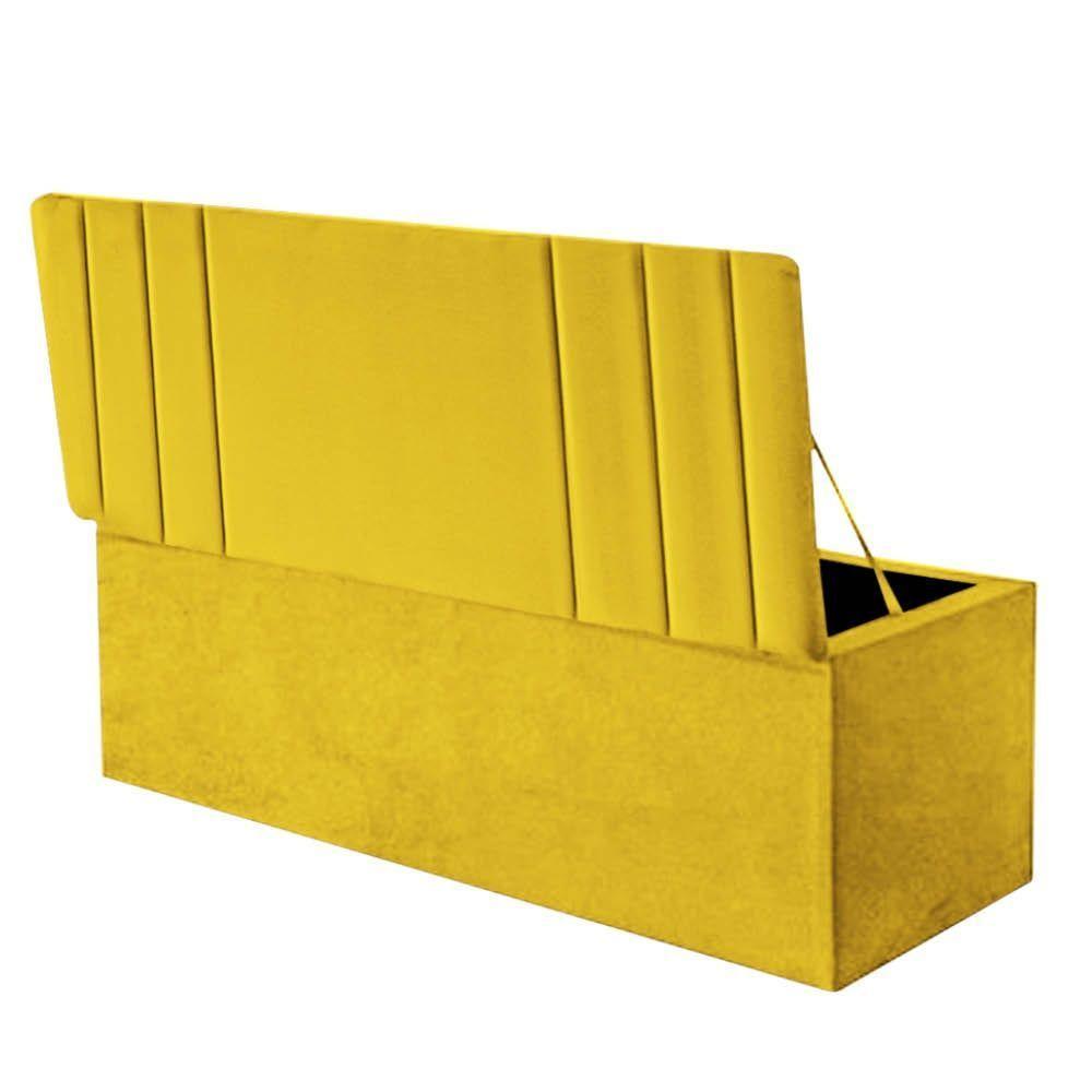 Calçadeira Baú Recamier Estofada Cama King 190cm Grécia Suede Amarelo- Mabe Magazine - 2
