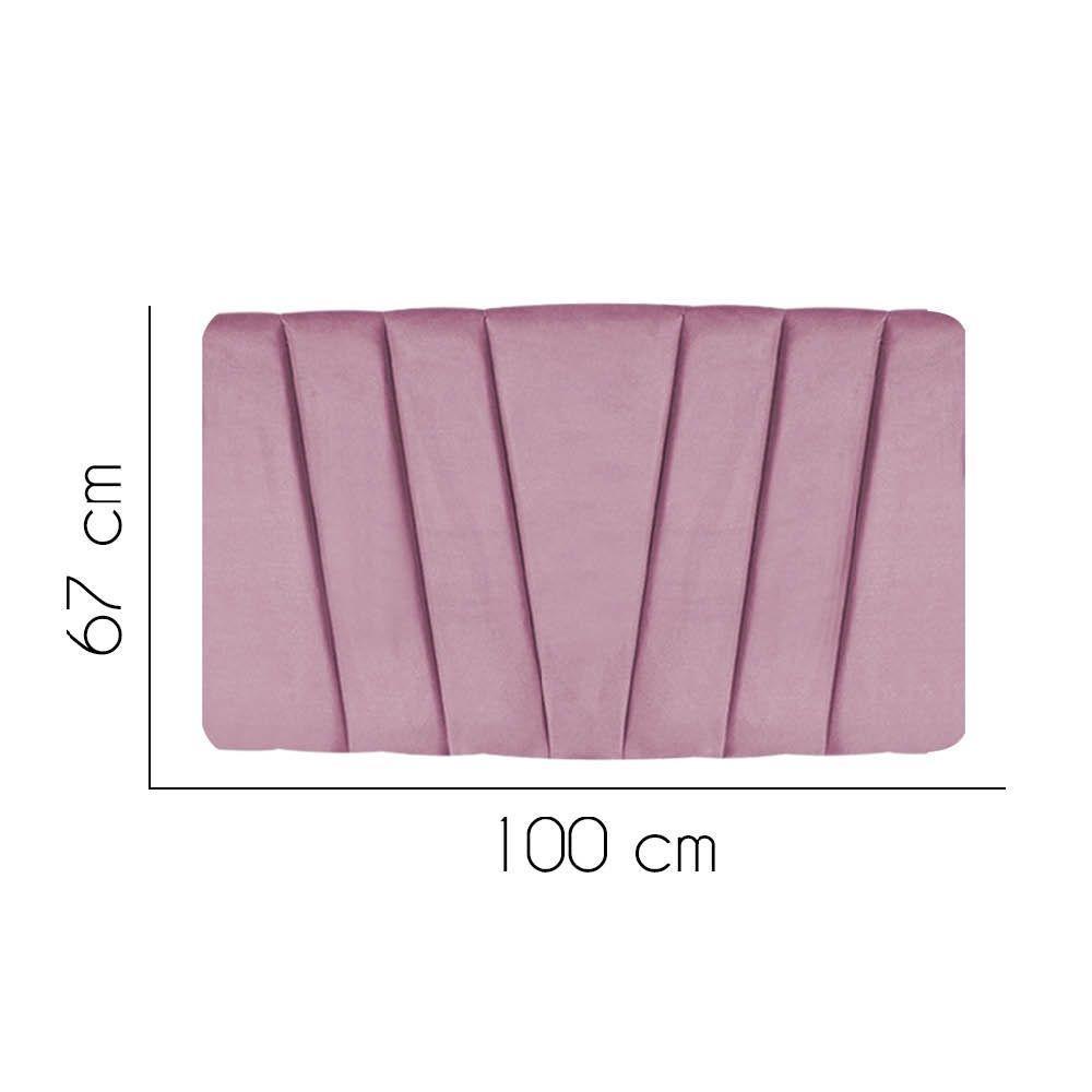 Painel Cabeceira Estofada Bélgica 100cm Cama Box Solteiro Veludo Rosa Bebe- Mabe Magazine - 2