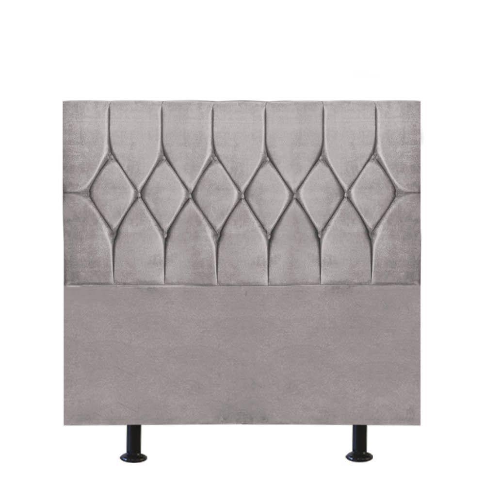 Cabeceira Estofada Cama Box Solteiro 90cm Istambul Corino Cinza Claro- Mabe Magazine - 1