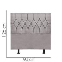 Cabeceira Estofada Cama Box Solteiro 90cm Istambul Corino Cinza Claro- Mabe Magazine - 3