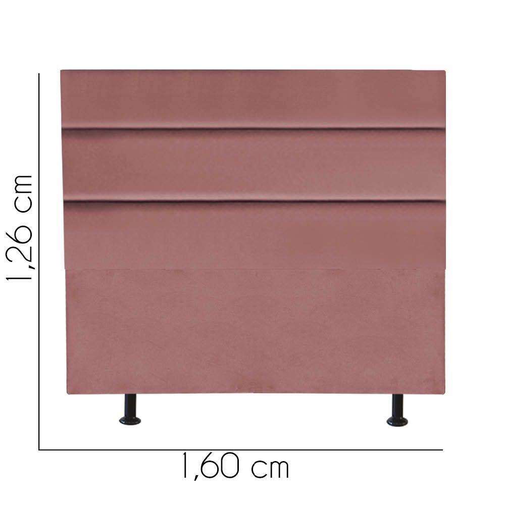 Cabeceira Estofada Cama Box Queen 160cm Argentina Suede Rose- Mabe Magazine - 3