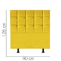 Cabeceira Estofada Cama Box Solteiro 90cm Espanha Corino Amarelo- Mabe Magazine - 2