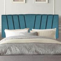 Painel Cabeceira Estofada Bélgica 100cm Cama Box Solteiro Corino Azul Turquesa- Mabe Magazine - 1