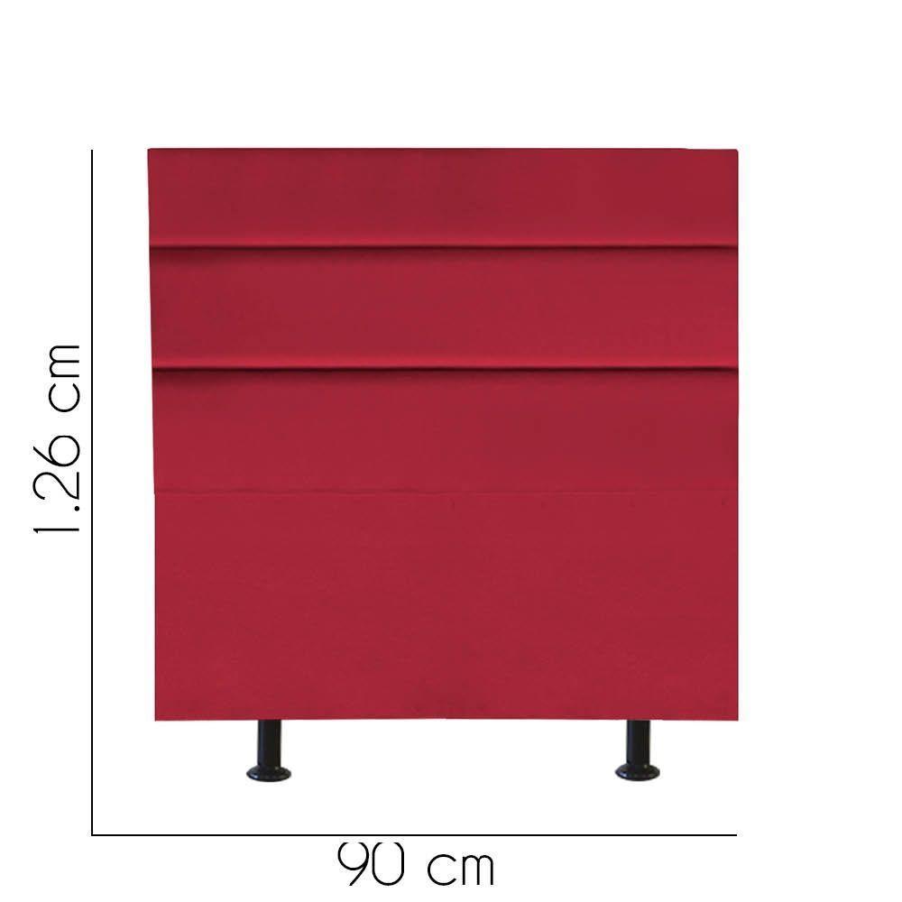 Cabeceira Estofada Cama Box Solteiro 90cm Argentina Suede Vermelho- Mabe Magazine - 3