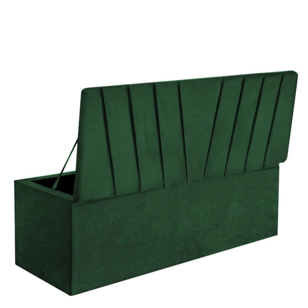 Calçadeira Baú Recamier Estofada Cama De Solteiro 90cm Bélgica Suede Verde- Mabe Magazine - 3