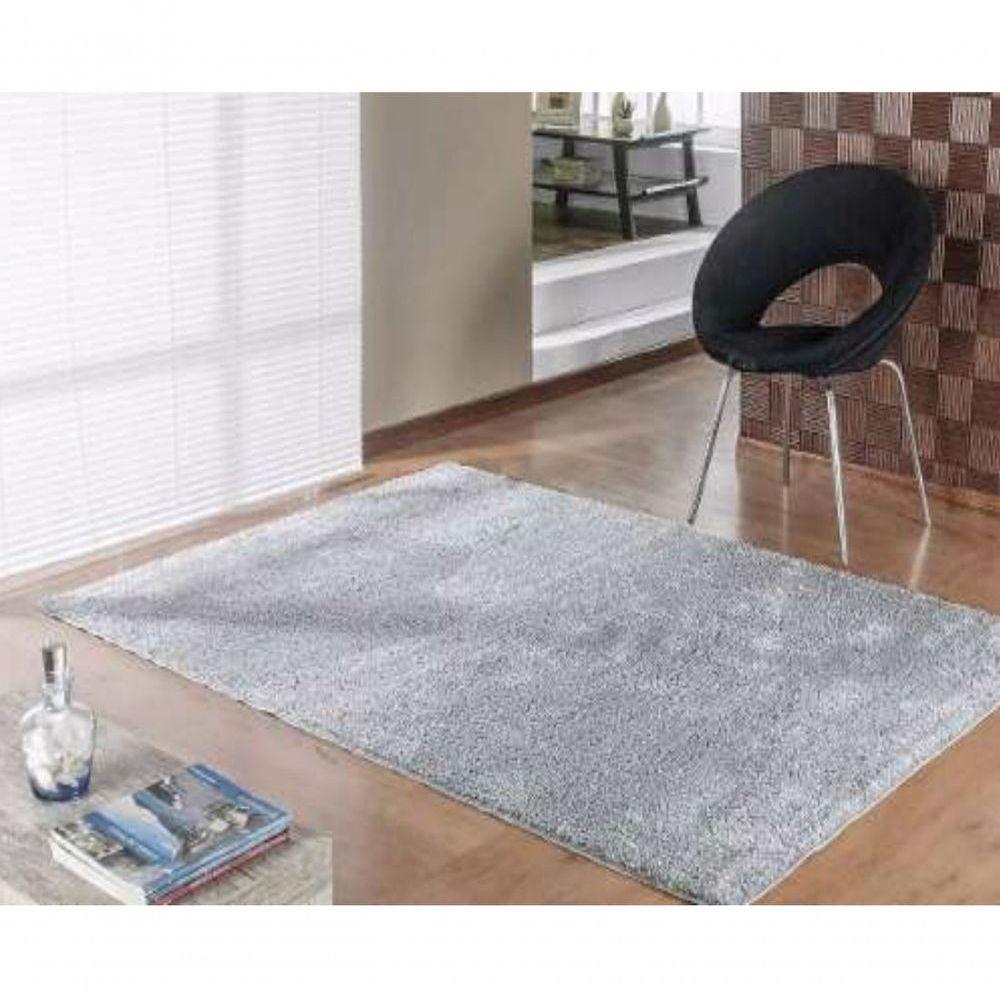 Tapete Sala Escritório 1,50 X 2,00 m Macio Antiderente Prata - 1