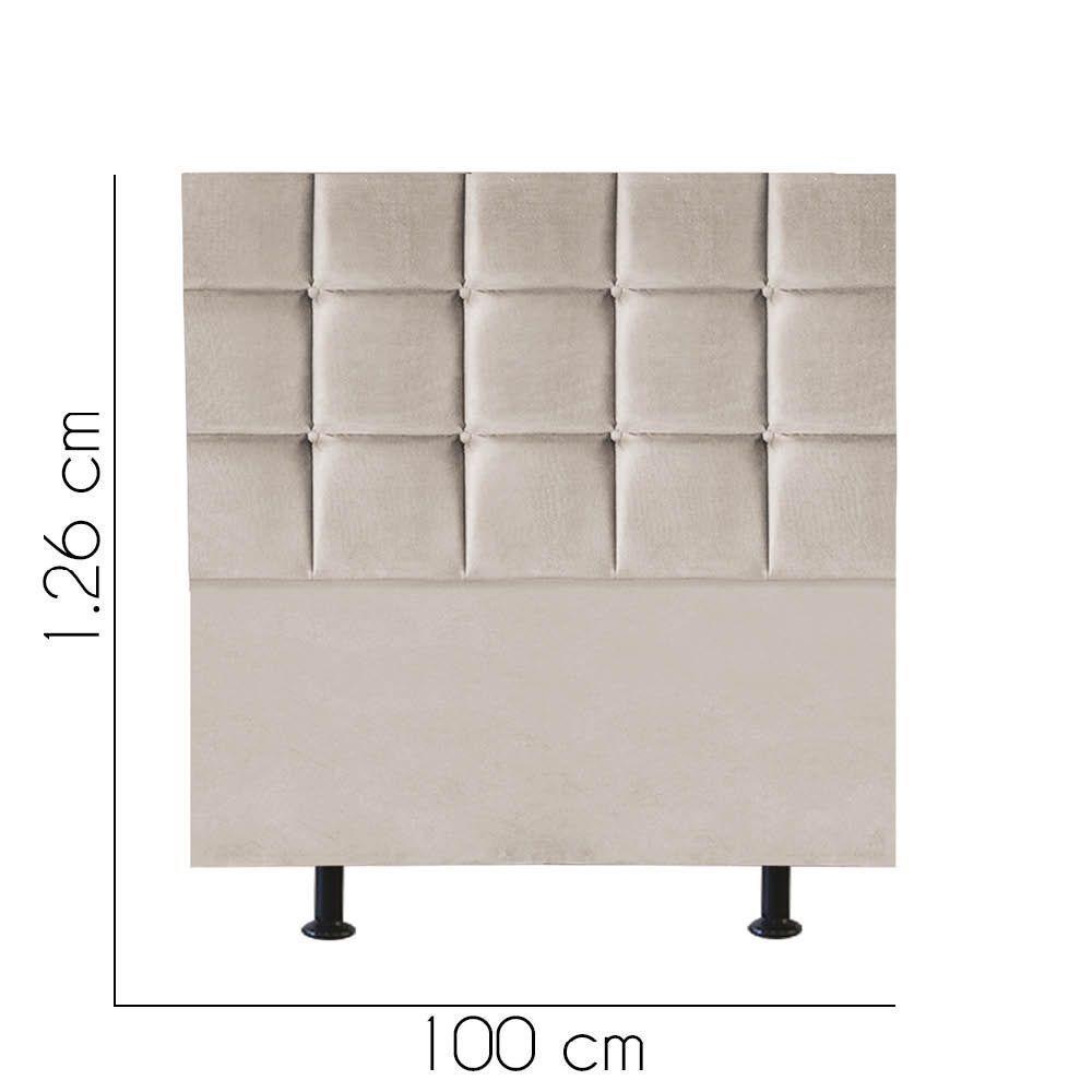 Cabeceira Estofada Cama Box Solteiro 100cm Espanha Corino Bege- Mabe Magazine - 2