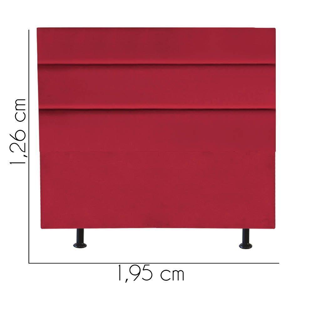 Cabeceira Estofada Cama Box King 195cm Argentina Suede Vermelho- Mabe Magazine - 3