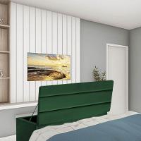 Calçadeira Baú Recamier Estofada Cama De Solteiro 90cm Argentina Suede Verde- Mabe Magazine - 1