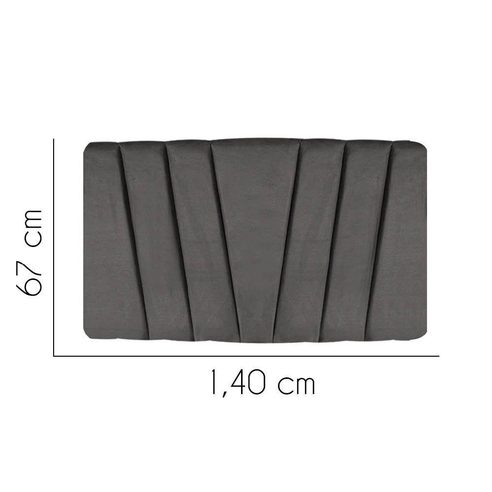 Painel Cabeceira Estofada Bélgica 140cm Cama Box Casal Veludo Cinza Escuro- Mabe Magazine - 2