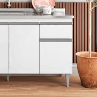 Balcão Gabinete De Pia Para Cozinha Sem Tampo 150cm Tatiane Branco- Mabe Magazine - 2