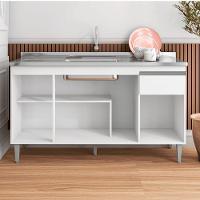 Balcão Gabinete De Pia Para Cozinha Sem Tampo 150cm Tatiane Branco- Mabe Magazine - 3