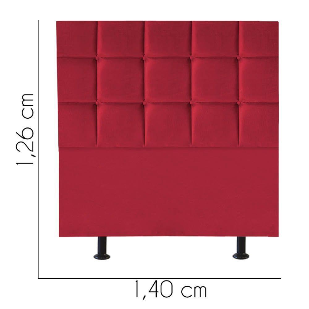 Cabeceira Estofada Cama Box Casal 140cm Espanha Corino Vermelho- Mabe Magazine - 2
