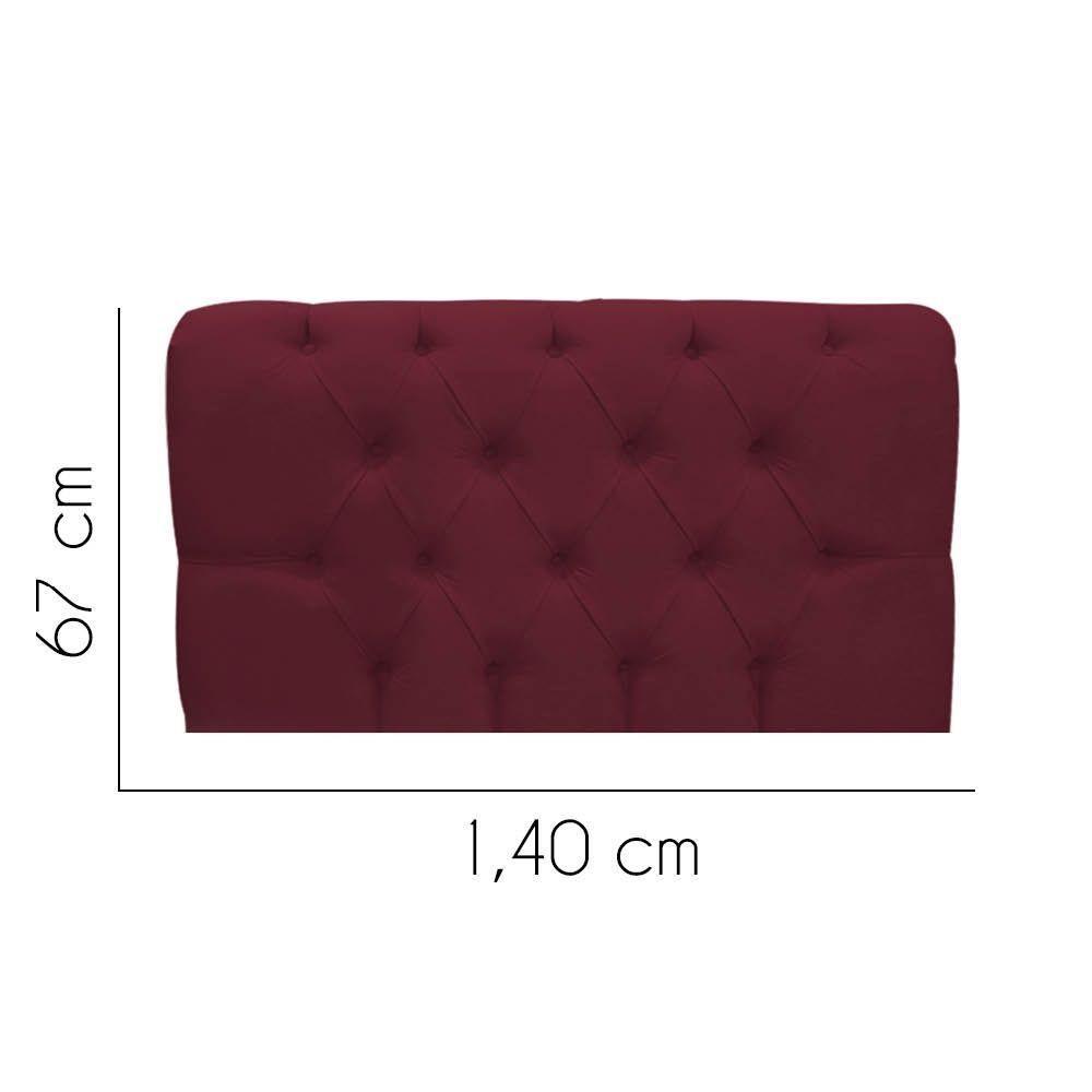 Painel Cabeceira Estofada Paris 140cm Cama Box Casal Corino Bordo- Mabe Magazine - 2