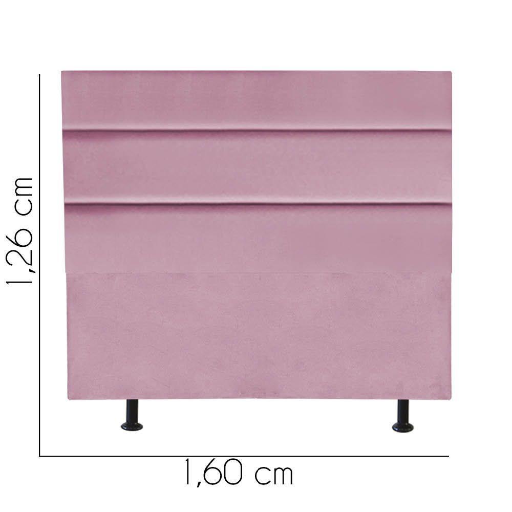 Cabeceira Estofada Argentina 160cm Queen Size Para Cama Colchão Box Quarto Suede Rosa Bebê - Aurora Line - 3
