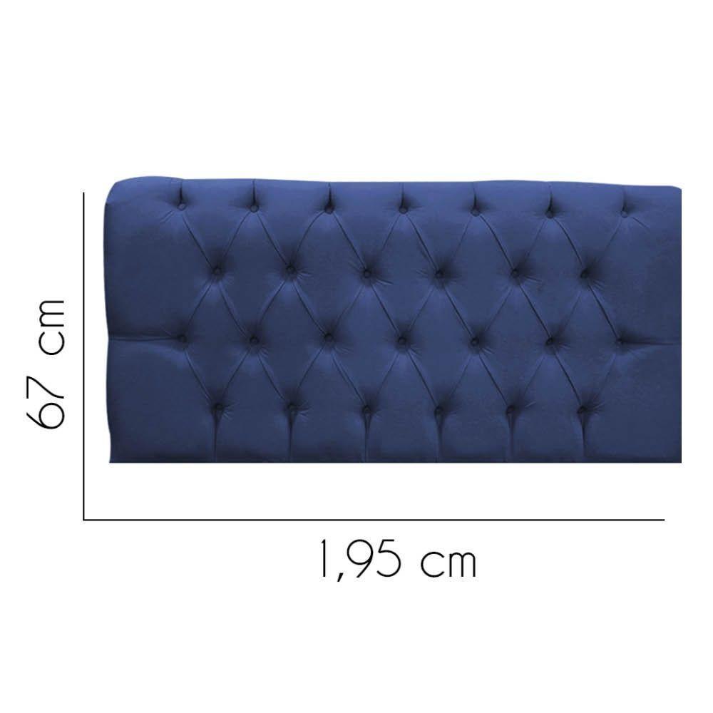 Painel Cabeceira Estofada Paris 195cm Cama Box King Corino Azul- Mabe Magazine - 2