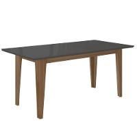 Conjunto Sala De Jantar 6 Cadeiras Tampo Retangular 160cm Com Vidro Liz Carvalho Grafite Linea Marfim - Poliman - 3