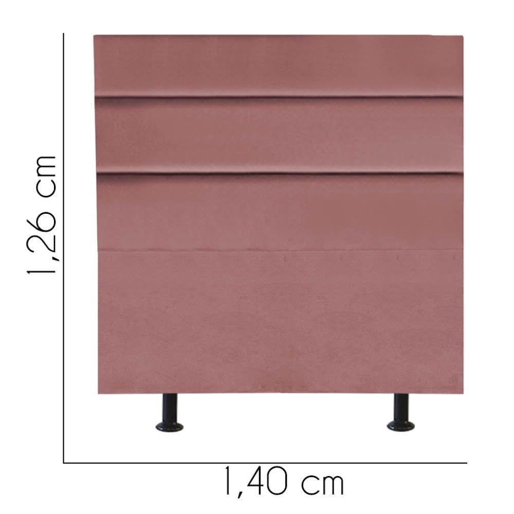 Cabeceira Estofada Cama Box Casal 140cm Argentina Suede Rose- Mabe Magazine - 3