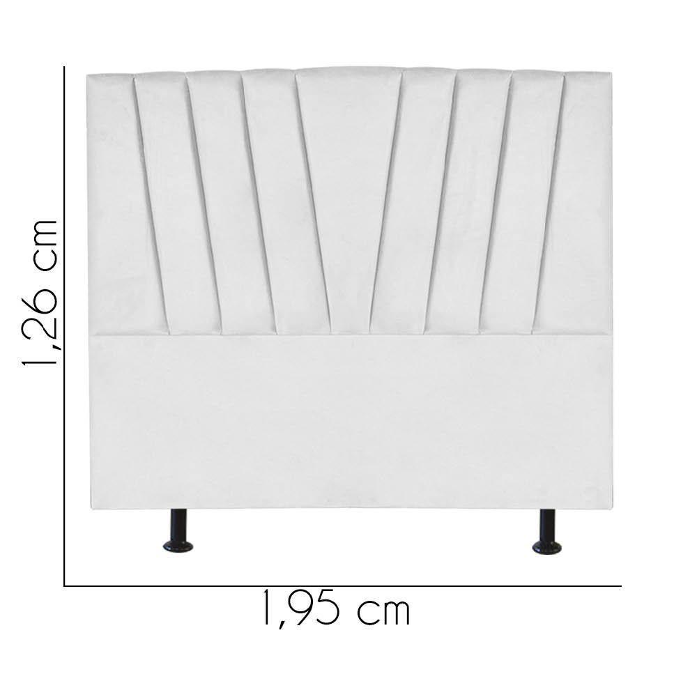 Cabeceira Estofada Bélgica 195cm King Size Para Cama Colchão Box Quarto Suede Branco - Aurora Line - 3