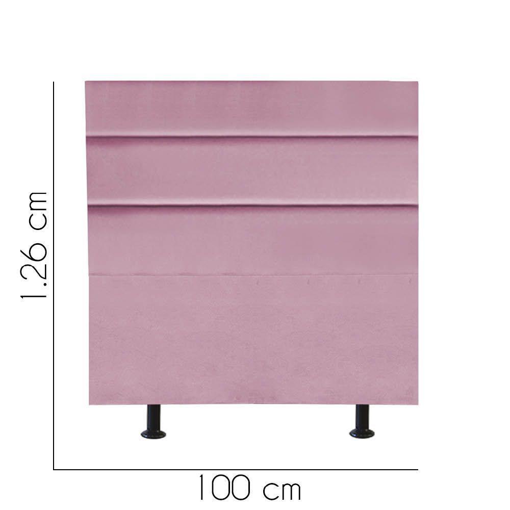 Cabeceira Estofada Argentina 100cm Solteiro Para Cama Colchão Box Quarto Suede Rosa Bebê - Aurora Line - 2