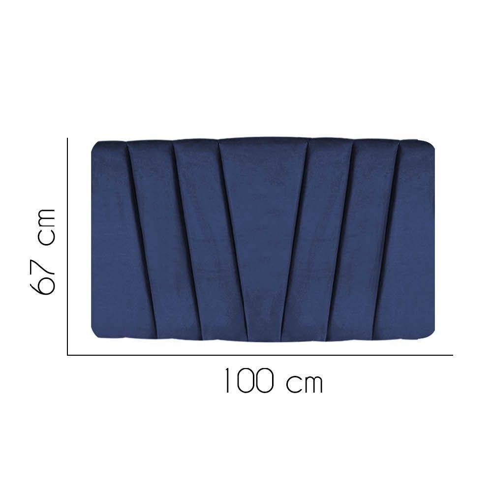 Painel Cabeceira Estofada Bélgica 100cm Cama Box Solteiro Veludo Azul- Mabe Magazine - 2