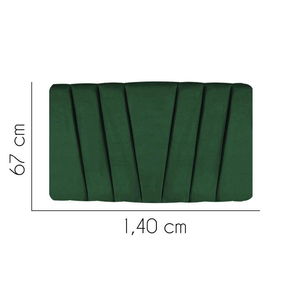 Painel Cabeceira Estofada Bélgica 140cm Cama Box Casal Corino Verde- Mabe Magazine - 2