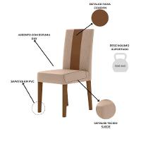 Conjunto Sala De Jantar 6 Cadeiras Tampo Retangular 160cm Com Vidro Liz Carvalho Off White Linea Marfim - Poliman - 10