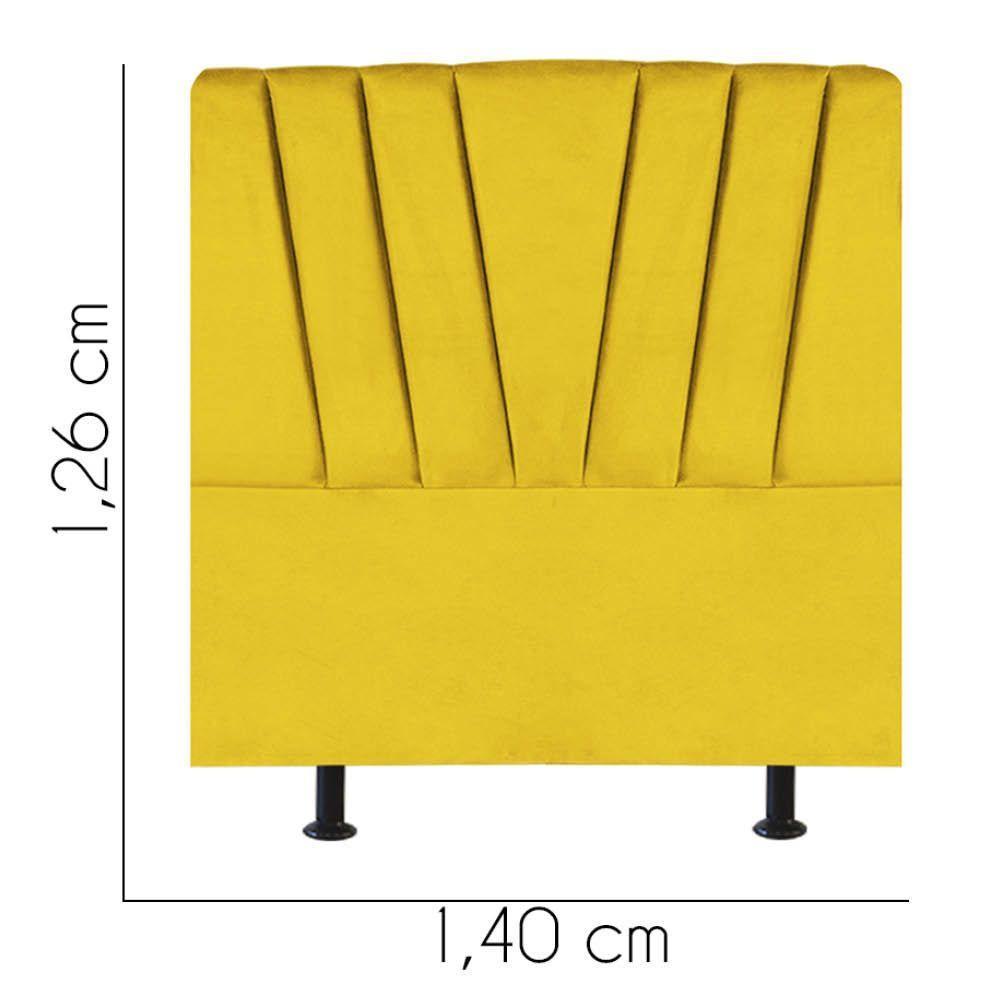 Cabeceira Estofada Bélgica 140cm Casal Para Cama Colchão Box Quarto Corino Amarelo - Aurora Line - 3