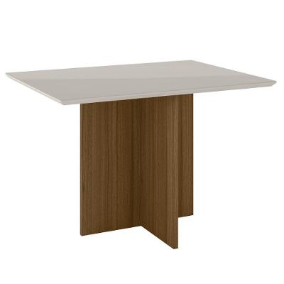 Mesa De Jantar Retangular 4 Lugares 120cm Tampo Chanfrado Com Vidro Helô Carvalho/off White - Poliman