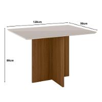 Mesa De Jantar Retangular 4 Lugares 120cm Tampo Chanfrado Com Vidro Helô Carvalho/off White - Poliman - 3