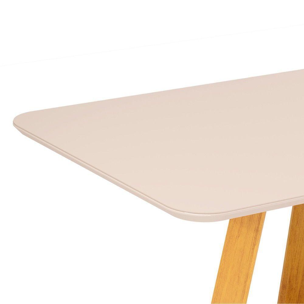 Mesa De Jantar Tampo Retangular Chanfrado Curvo ângulo 30 Mad/vid 160 X 90cm Kiara Cedro Bali Off White- Mabe Magazine - 3