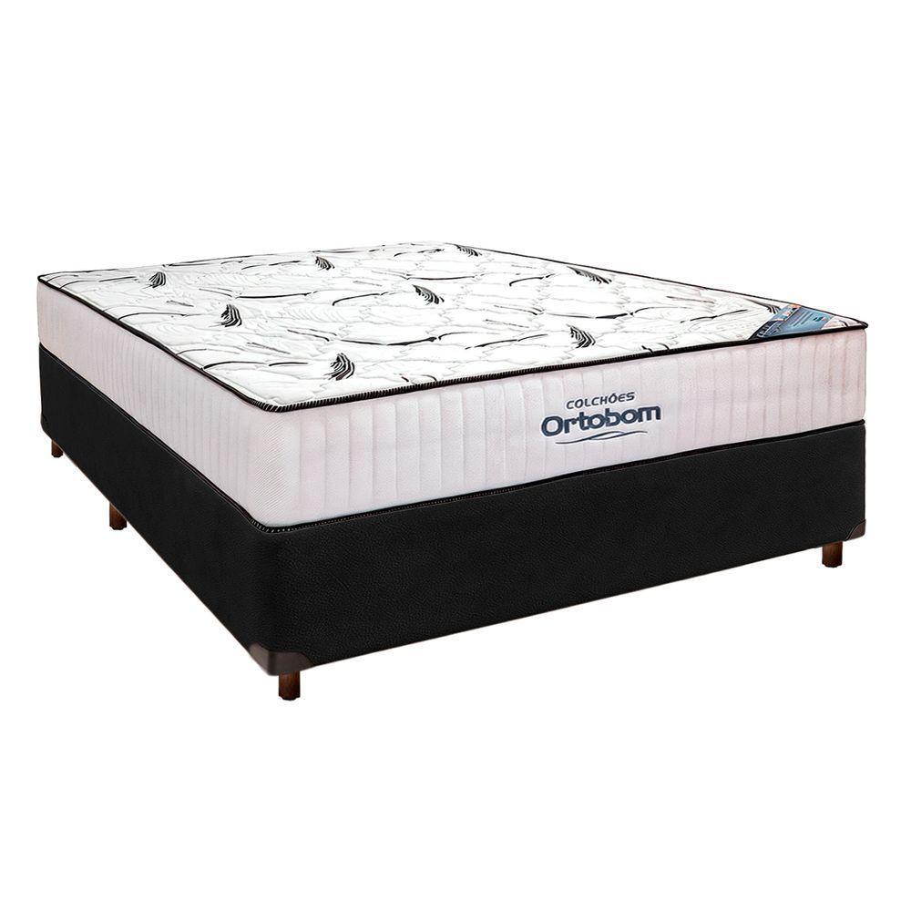 Cama Box Preto + Colchão Casal High Foam Ortobom - 1