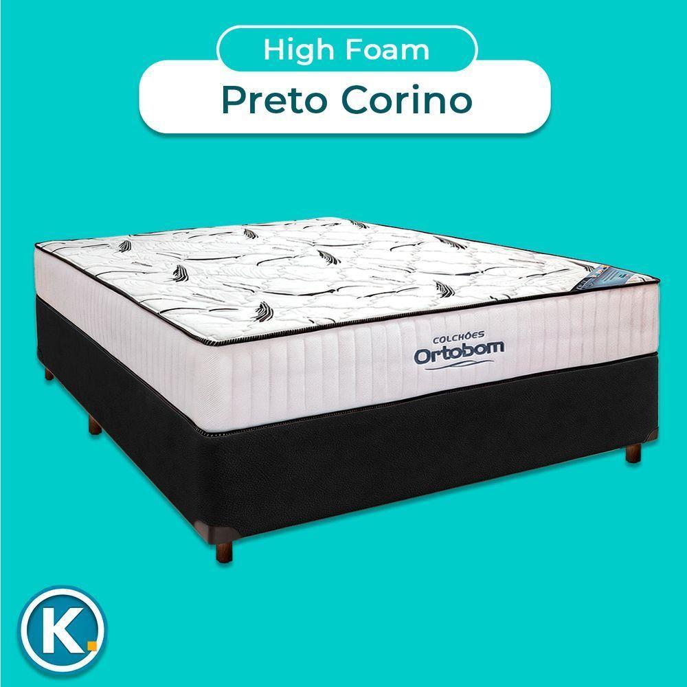 Cama Box Preto + Colchão Casal High Foam Ortobom - 3