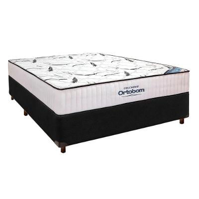 Cama Box Preto + Colchão Casal High Foam Ortobom