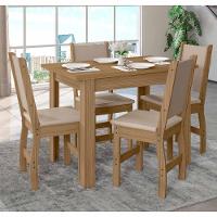 Conjunto Sala De Jantar 4 Cadeiras Tampo Retangular 108cm Sem Vidro Bellagio Carvalho Clara Savana - Poliman - 2