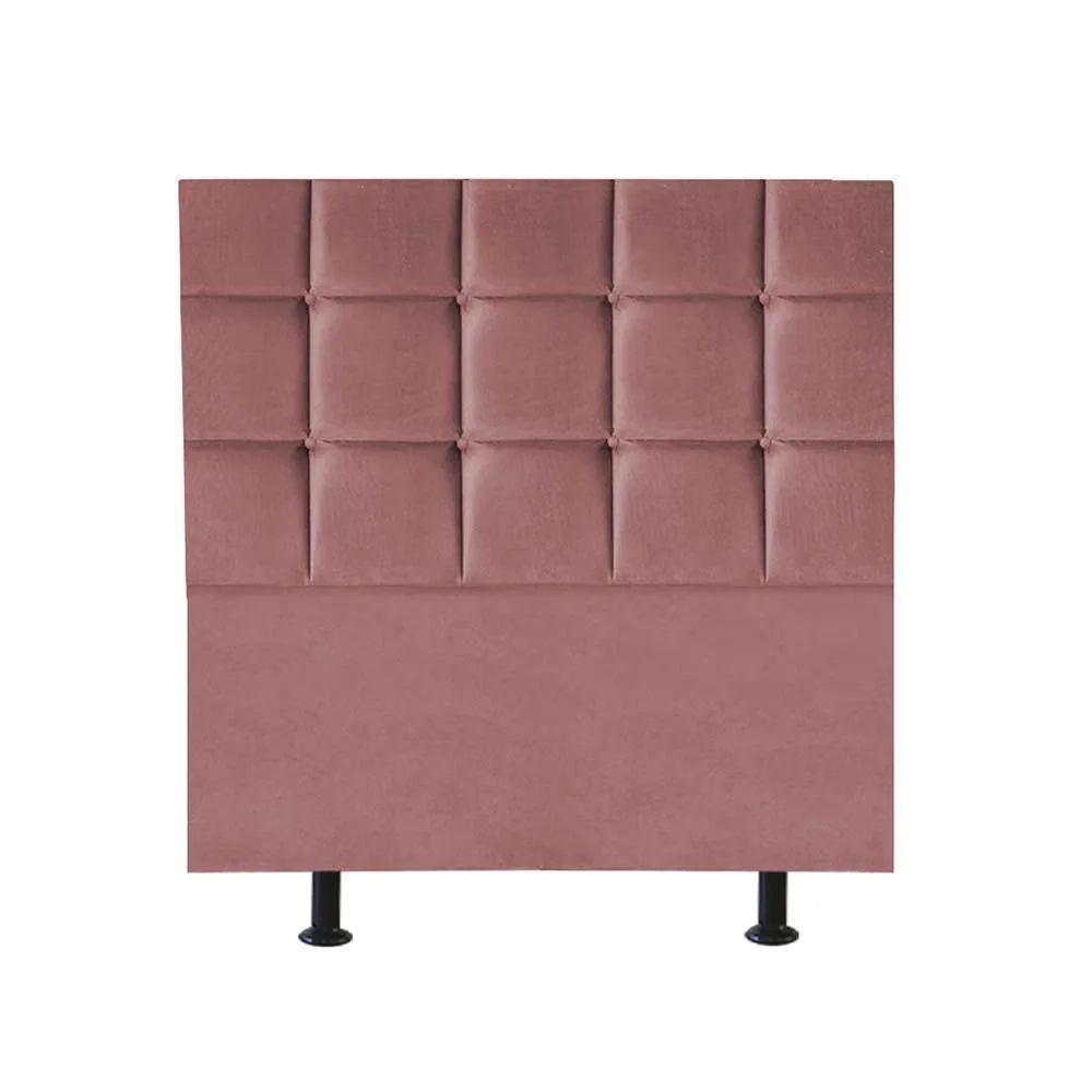 Cabeceira Estofada Cama Box Solteiro 100cm Espanha Suede Rose- Mabe Magazine - 1
