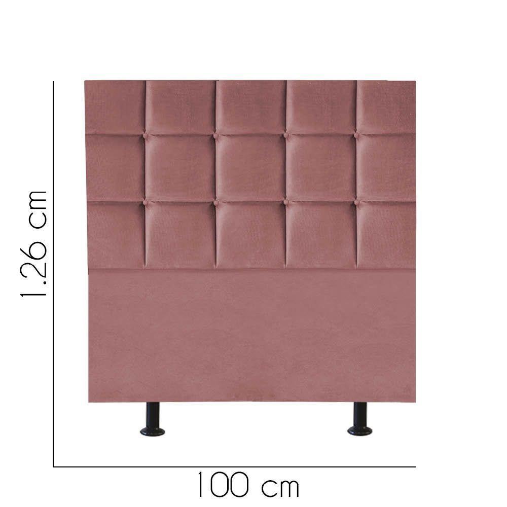 Cabeceira Estofada Cama Box Solteiro 100cm Espanha Suede Rose- Mabe Magazine - 2
