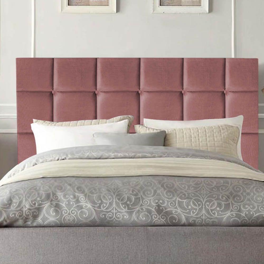 Cabeceira Estofada Cama Box Solteiro 100cm Espanha Suede Rose- Mabe Magazine - 3