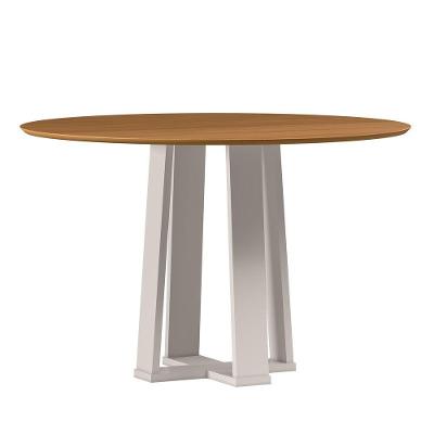 Mesa De Jantar Para 4 Lugares 1,17m Tampo Redondo Em Mdf Isabela Off White/ypê - New Ceval