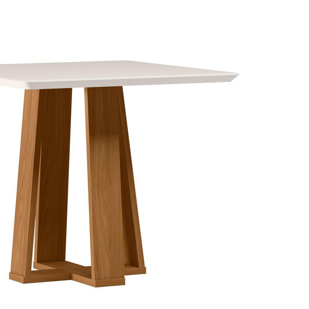 Mesa De Jantar Quadrada 4 Lugares 90cm Tampo Mdf Com Vidro Valencia Ypê/off White - New Ceval - 2