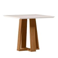 Mesa De Jantar Quadrada 4 Lugares 90cm Tampo Mdf Com Vidro Valencia Ypê/off White - New Ceval - 1