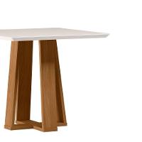 Mesa De Jantar Quadrada 4 Lugares 90cm Tampo Mdf Com Vidro Valencia Ypê/off White - New Ceval - 2