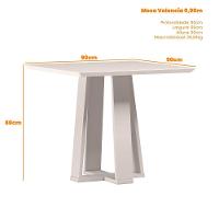 Mesa De Jantar Quadrada 4 Lugares 90cm Tampo Mdf Com Vidro Valencia Ypê/off White - New Ceval - 3