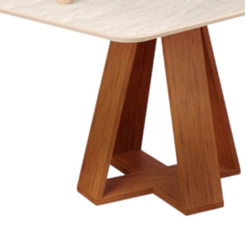 Mesa De Jantar Tampo Retangular Chanfrado Curvo Mad/vid 120 X 90cm Kiara Freijó Quartzo- Mabe Magazine - 3