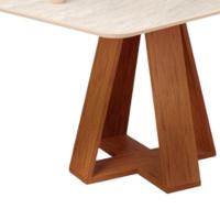 Mesa De Jantar Tampo Retangular Chanfrado Curvo Mad/vid 120 X 90cm Kiara Freijó Quartzo- Mabe Magazine - 3