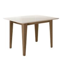 Mesa De Jantar Retangular 4 Lugares 120cm Tampo Chanfrado Com Vidro Kate Carvalho/off White - Poliman - 1