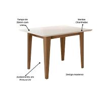 Mesa De Jantar Retangular 4 Lugares 120cm Tampo Chanfrado Com Vidro Kate Carvalho/off White - Poliman - 2
