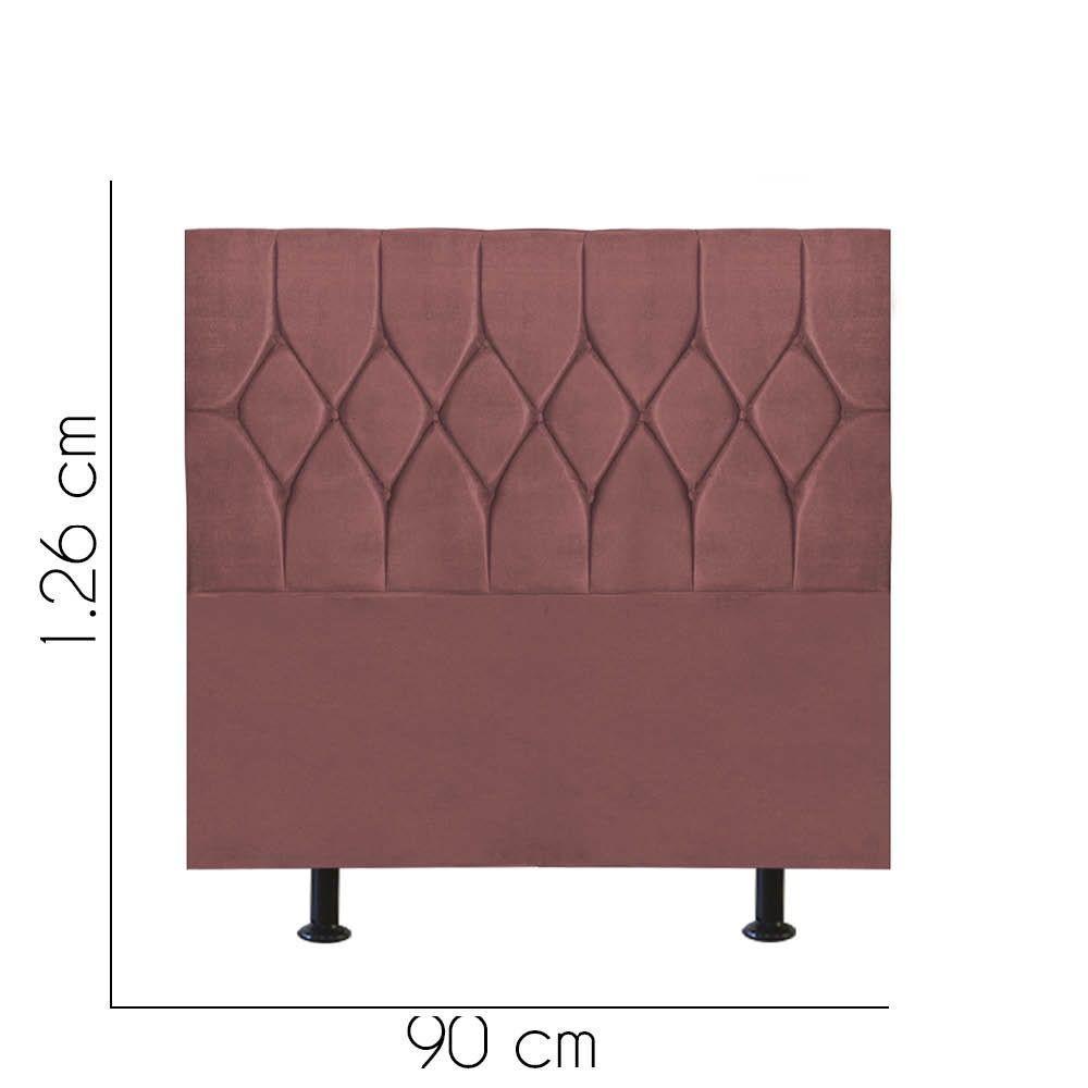 Cabeceira Estofada Cama Box Solteiro 90cm Istambul Suede Rose- Mabe Magazine - 3