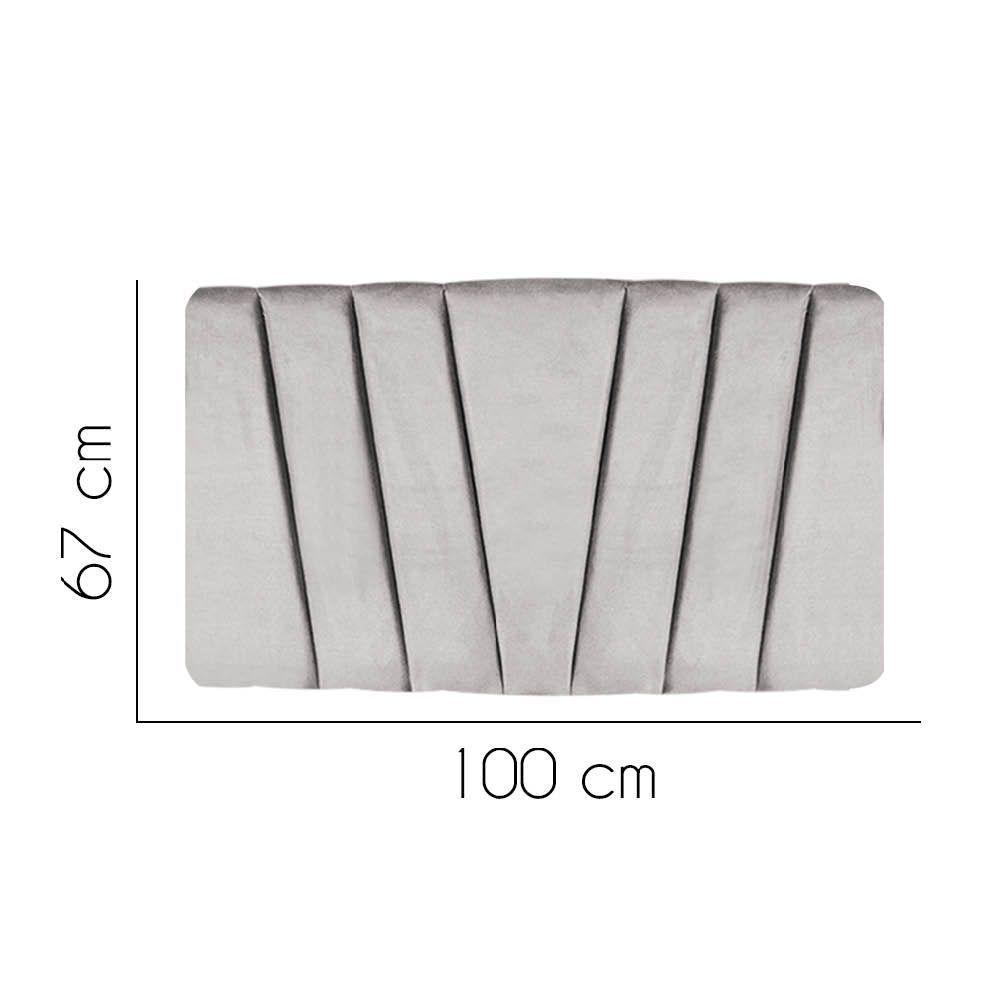 Painel Cabeceira Estofada Bélgica 100cm Cama Box Solteiro Veludo Cinza Claro- Mabe Magazine - 2