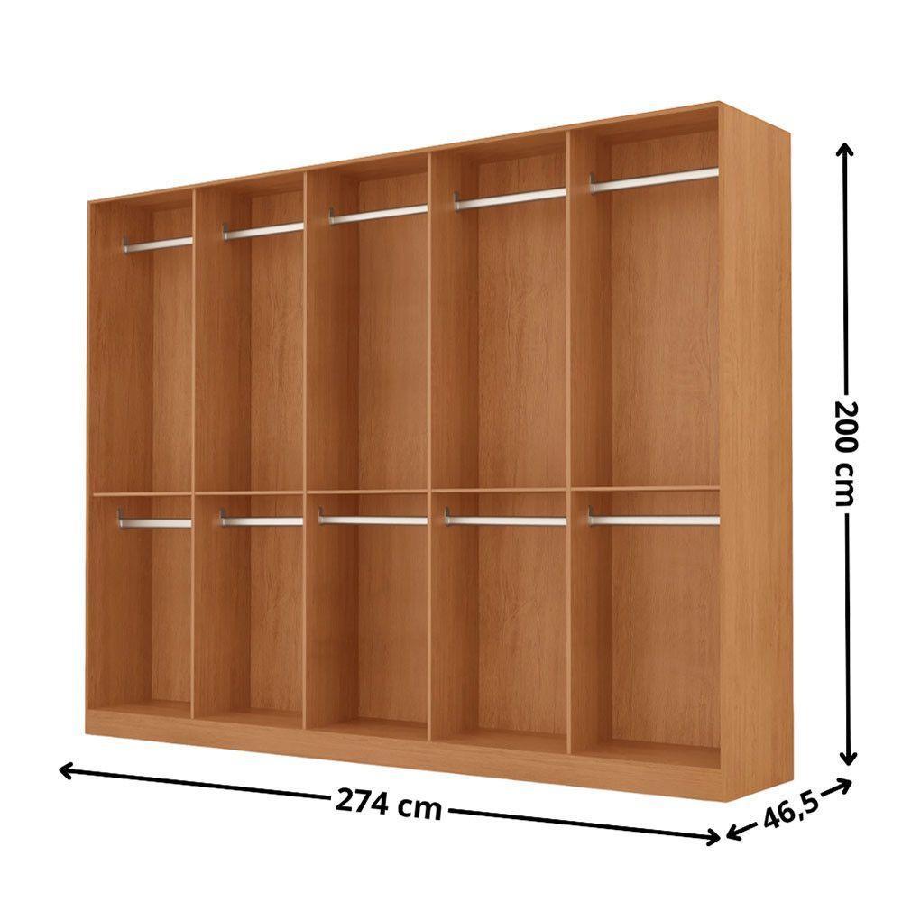 Roupeiro Casal Everest Em Mdf 10 Portas E 10 Cabideiros Naturalle Sem Gavetas - 3